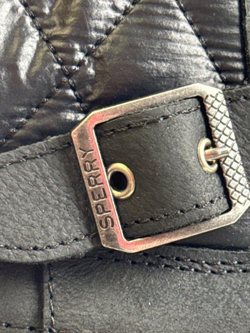 Sperry Saltwater Tall Women's 6 Black Quilted Buckle Duck Boots Waterproof NWOB - Picture 9 of 10